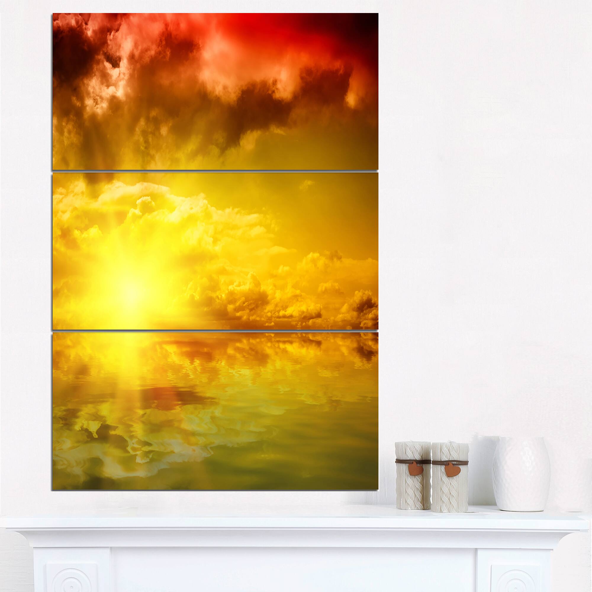 Designart - Red Dramatic Sky with Yellow Sun
